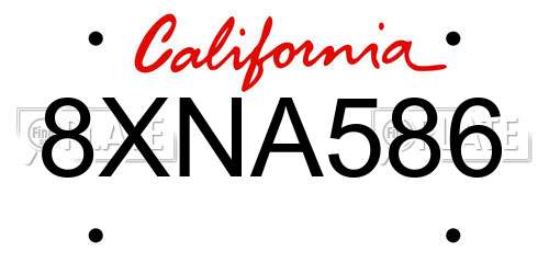 8XNA586 California License Plate