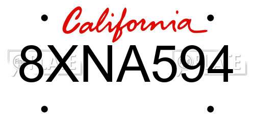 8XNA594 California License Plate