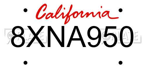 8XNA950 California License Plate