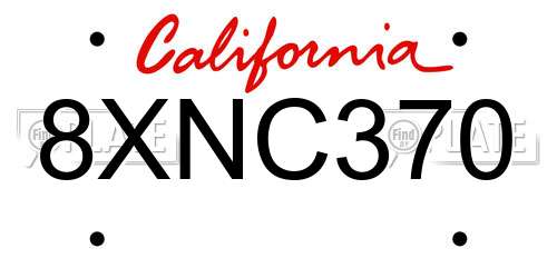 8XNC370 California License Plate