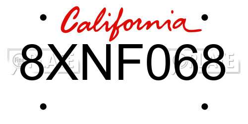 8XNF068 California License Plate