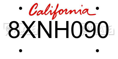 8XNH090 California License Plate