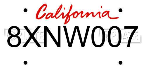 8XNW007 California License Plate