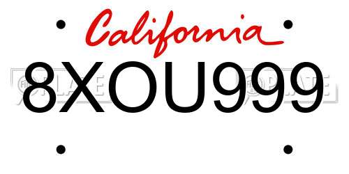 8XOU999 California License Plate