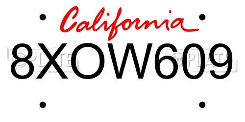 8XOW609 California License Plate