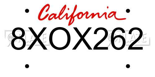 8XOX262 California License Plate