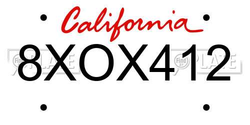 8XOX412 California License Plate