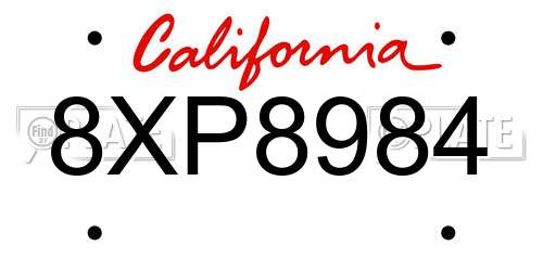 8XP8984 California License Plate