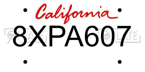 8XPA607 California License Plate