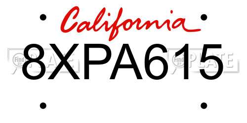 8XPA615 California License Plate