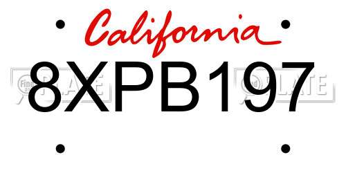 8XPB197 California License Plate