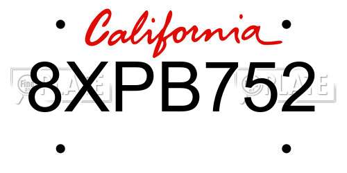 8XPB752 California License Plate