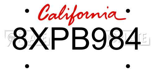 8XPB984 California License Plate
