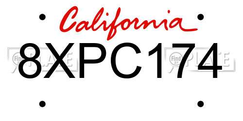 8XPC174 California License Plate