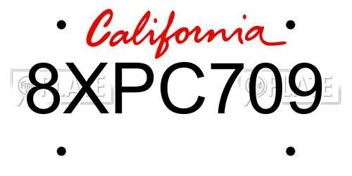 8XPC709 California License Plate