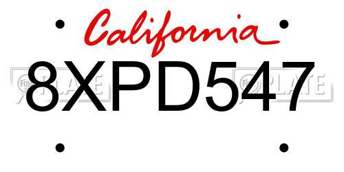 8XPD547 California License Plate