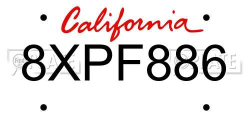 8XPF886 California License Plate