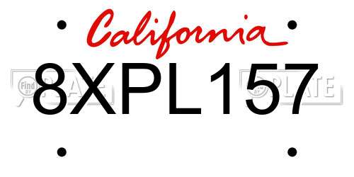 8XPL157 California License Plate