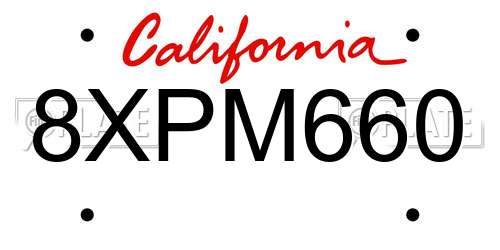 8XPM660 California License Plate