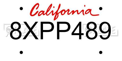 8XPP489 California License Plate