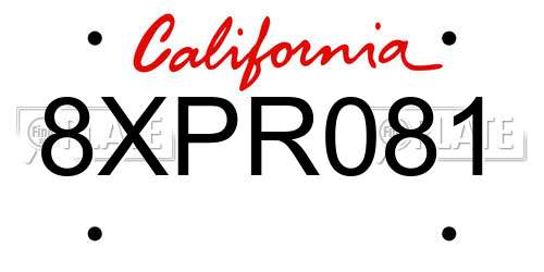 8XPR081 California License Plate