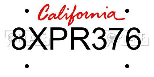 8XPR376 California License Plate
