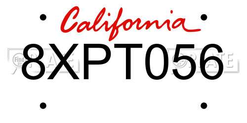 8XPT056 California License Plate