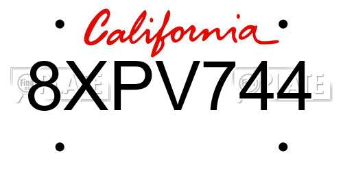 8XPV744 California License Plate
