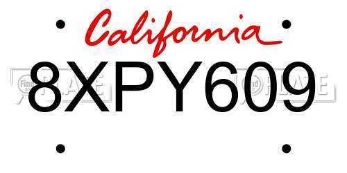8XPY609 California License Plate