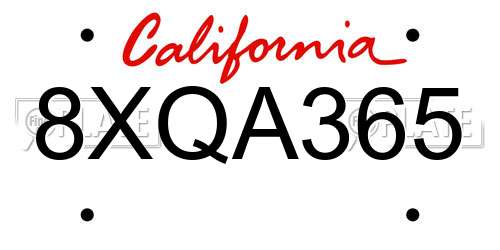 8XQA365 California License Plate