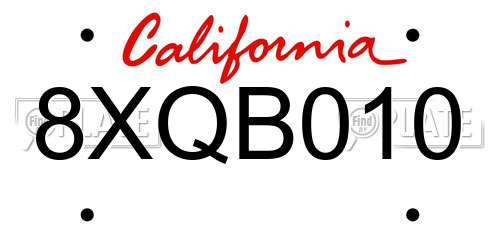 8XQB010 California License Plate