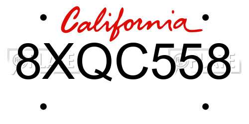 8XQC558 California License Plate