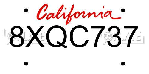 8XQC737 California License Plate