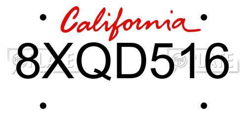 8XQD516 California License Plate