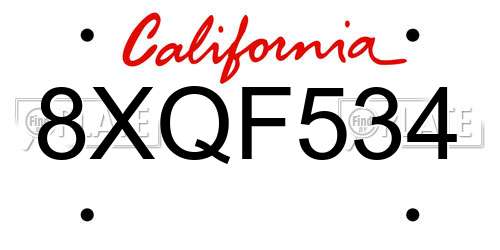 8XQF534 California License Plate
