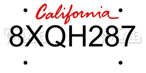 8XQH287 California License Plate