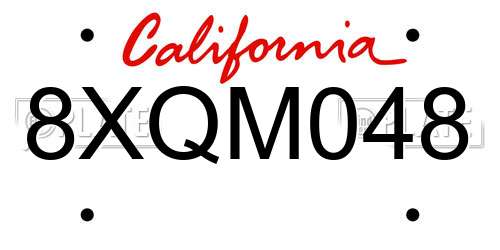 8XQM048 California License Plate