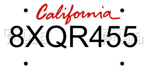 8XQR455 California License Plate