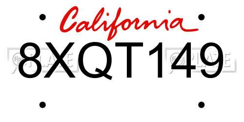 8XQT149 California License Plate