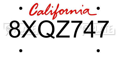 8XQZ747 California License Plate