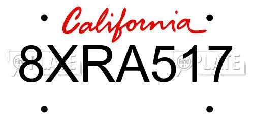 8XRA517 California License Plate
