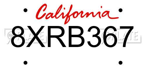 8XRB367 California License Plate