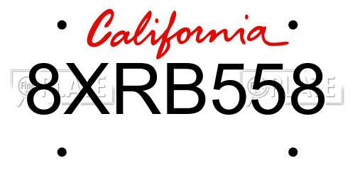 8XRB558 California License Plate