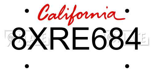 8XRE684 California License Plate