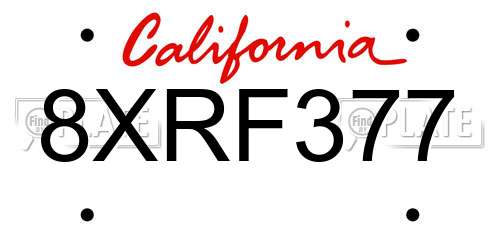 8XRF377 California License Plate