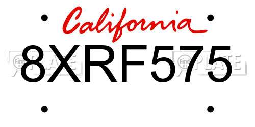 8XRF575 California License Plate