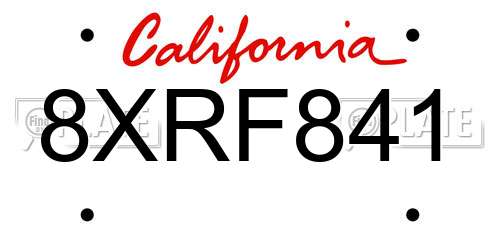 8XRF841 California License Plate