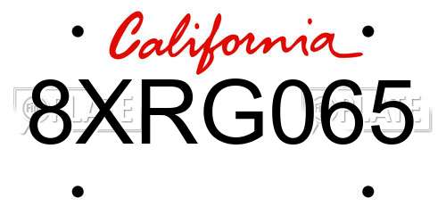 8XRG065 California License Plate