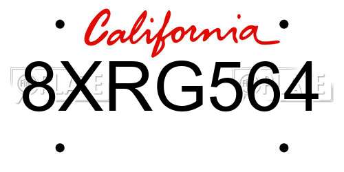 8XRG564 California License Plate