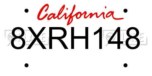 8XRH148 California License Plate